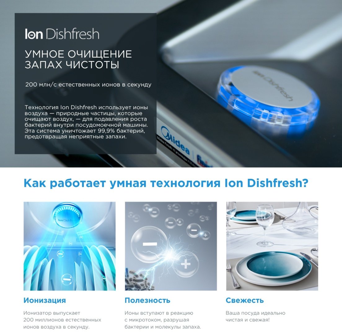 Посудомоечная машина Midea MID60S160i-C серый купить,0