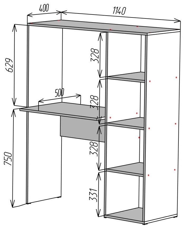 Стол компьютерный с надстройкой Мебель Азии Стоунхендж, 114х50x140 см, серый купить,0