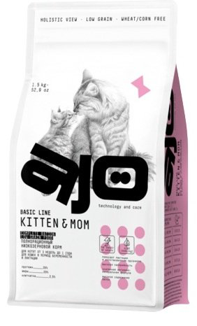Корм AJO Basic Line Kitten & Mom для котят, беременных и кормящих индейка, курица 1.5 кг - ForteMarket Корм AJO Basic Line Kitten & Mom для котят, беременных и кормящих индейка, курица 1.5 кг купить,11700