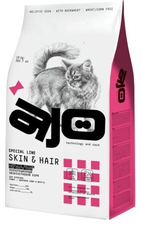 Корм AJO Special Line Skin&Hair индейка, курица, лосось 10 кг