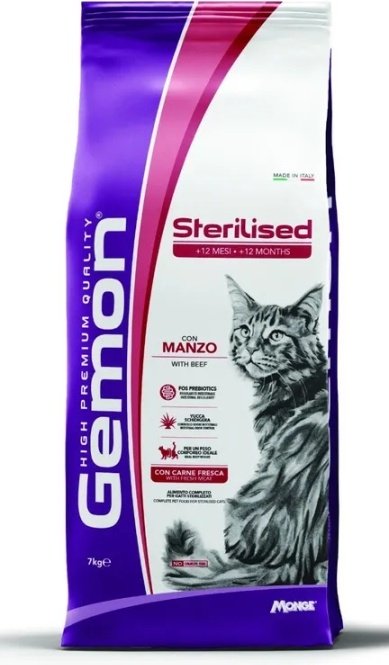 Корм Gemon Sterilised для стерилизованных говядина 7 кг