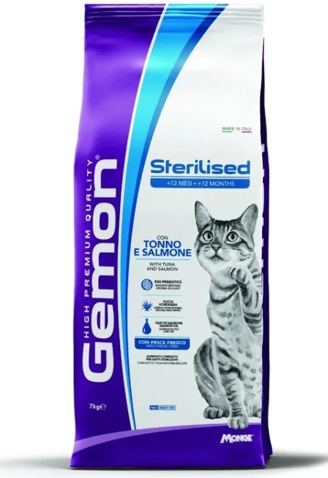 Корм Gemon Sterilised для стерилизованных тунец, лосось 7 кг