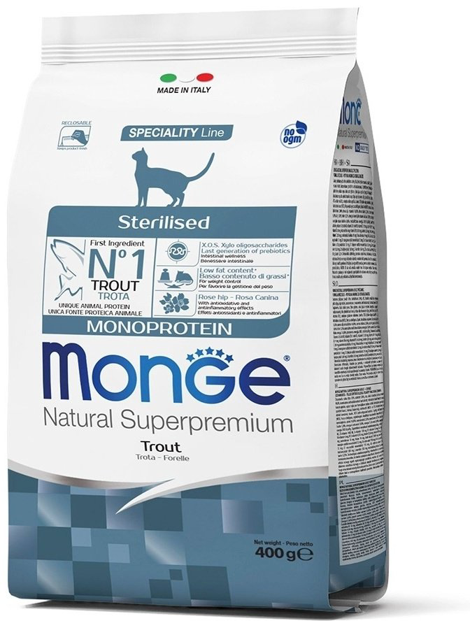 Корм Monge Monoprotein Sterilesed для стерилизованных форель 0.4 кг купить,NaN