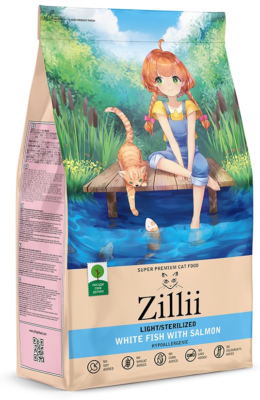 Корм Zillii Light/Sterilized для стерилизованных рыба, лосось 2 кг