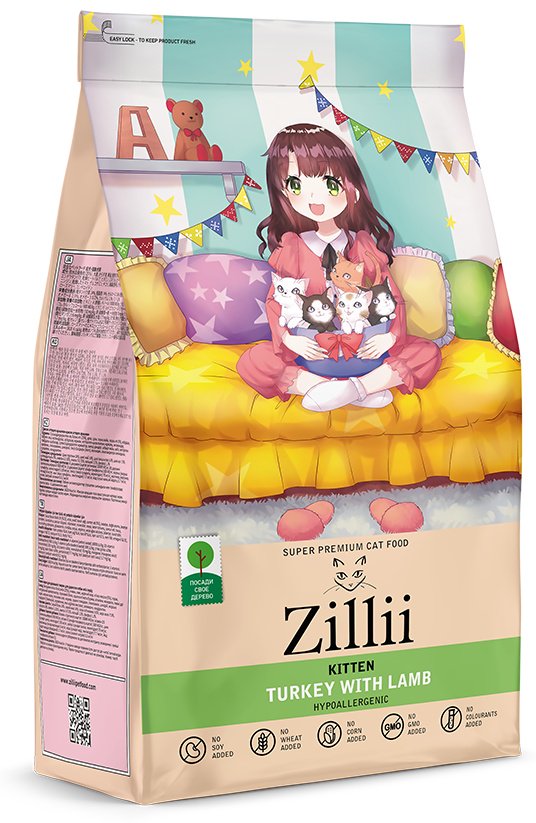 Корм Zillii Kitten для котят индейка, ягненок 10 кг