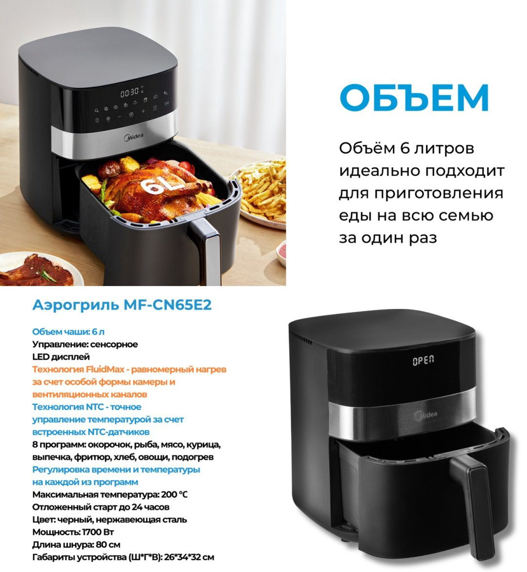 Аэрогриль Midea MF-CN65E2 купить,39990