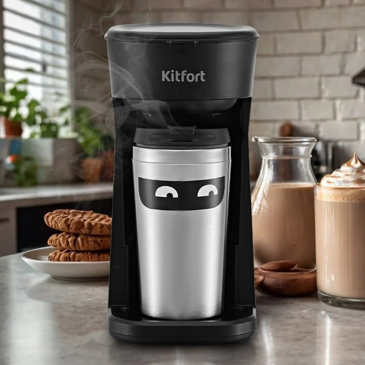 Кофеварка Kitfort KT-7186 черный - ForteMarket Кофеварка Kitfort KT-7186 черный купить,12490
