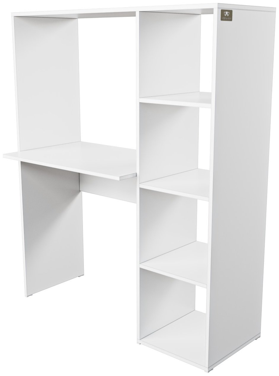 Стол компьютерный с надстройкой Мебель Азии Стоунхендж, 114х50x140 см, белый