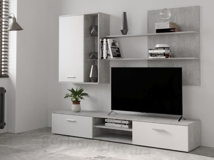 Стенка Involux 009-02 Кватро 200х190х40.5 см, белый, серый