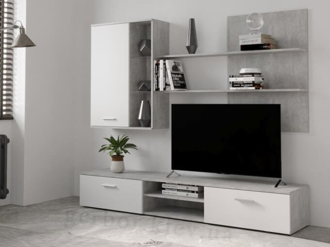 Стенка Involux 009-02 Кватро 200х190х40.5 см, белый, серый купить,NaN