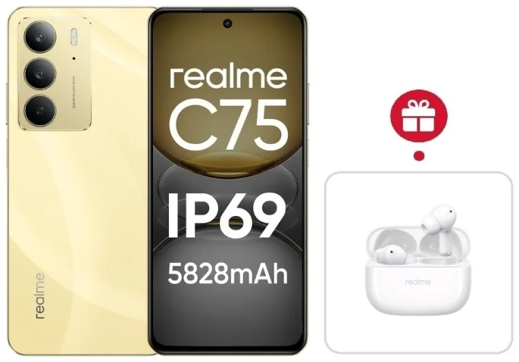 Смартфон Realme C75 4G 8/128GB Gold + подарок купить,NaN