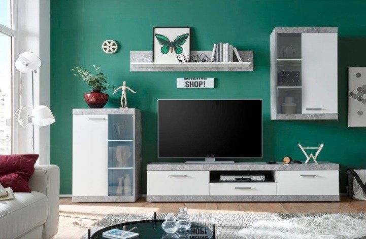 Стенка BRW Кетлин 255x40x190 см, ЛДСП, белый