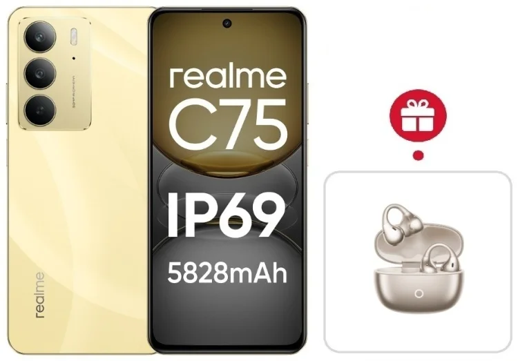 Смартфон Realme C75 4G 8/128GB Gold + подарок купить,NaN