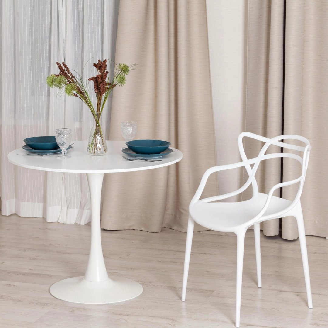 Обеденный стол Tetchair Tulip, 90х90x74 см, МДФ, белый купить,NaN