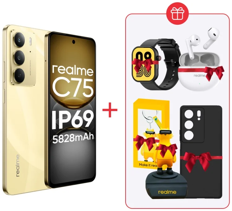 Смартфон Realme C75 4G 8/128GB Gold + подарок купить,NaN