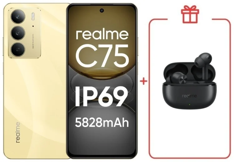 Смартфон Realme C75 4G 8/128GB Gold + подарок купить,NaN