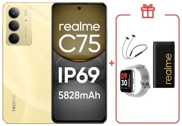 Смартфон Realme C75 4G 8/128GB Gold + подарок купить,NaN