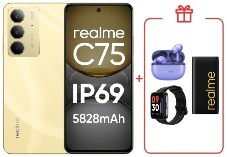 Смартфон Realme C75 4G 8/128GB Gold + подарок купить,NaN