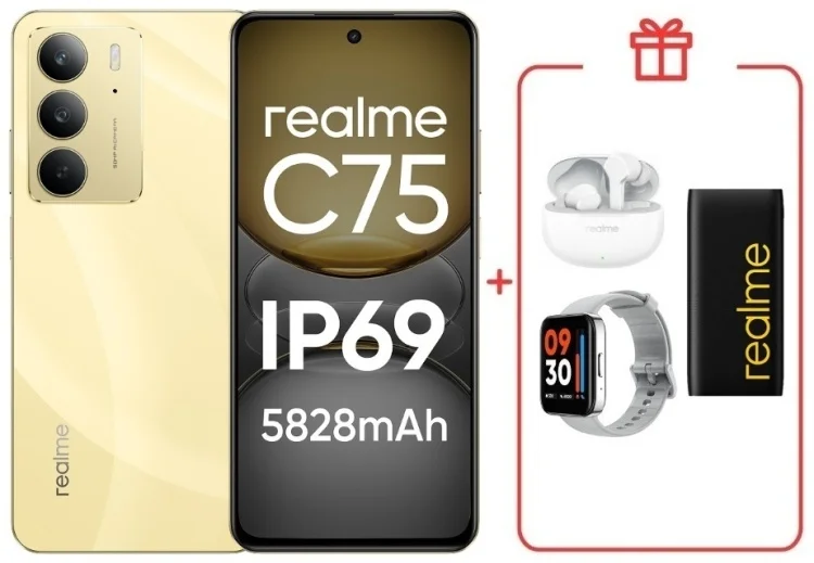 Смартфон Realme C75 4G 8/128GB Gold + подарок купить,NaN