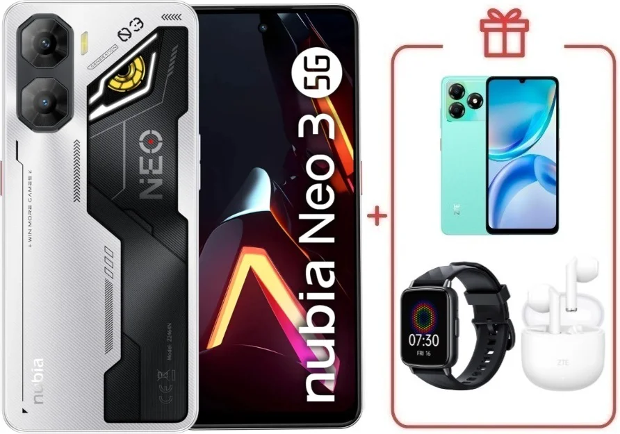 Смартфон ZTE Nubia Neo 3 5G 8/256GB серебристый + подарок купить,NaN