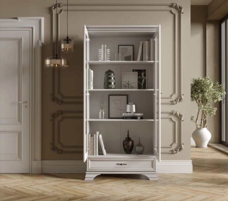 Шкаф-витрина Dominika напольный Кентуки REG2W1S N 210х99.5х44 см купить,NaN