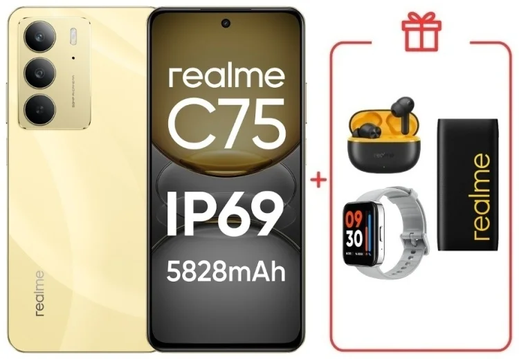Смартфон Realme C75 4G 8/128GB Gold + подарок купить,NaN