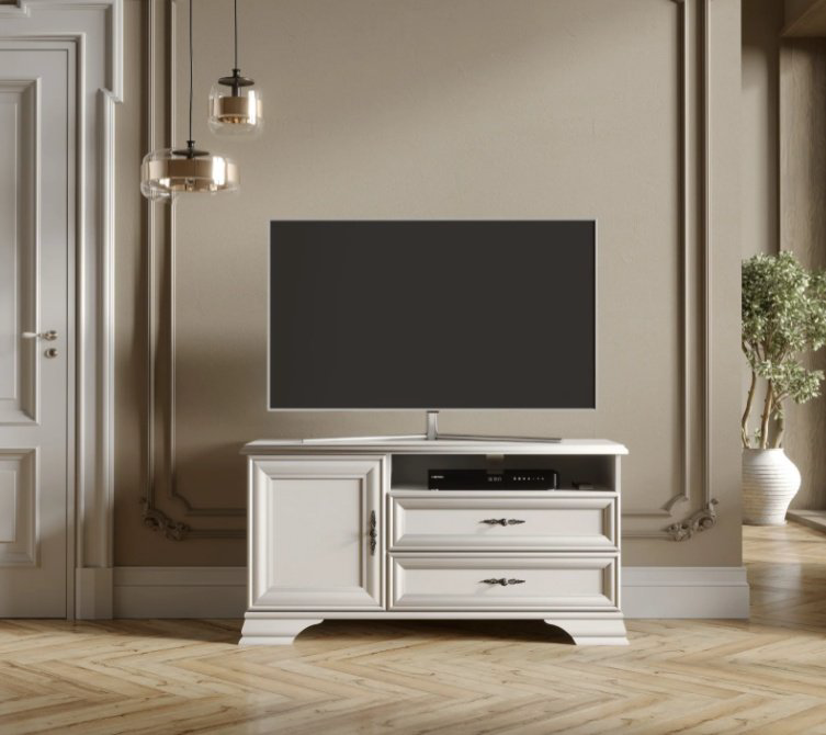 ТВ-тумба напольная Dominika Кентуки RTV1D2S, 124x64x44 см, белый купить,NaN