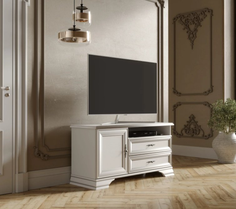 ТВ-тумба напольная Dominika Кентуки RTV1D2S, 124x64x44 см, белый купить,NaN