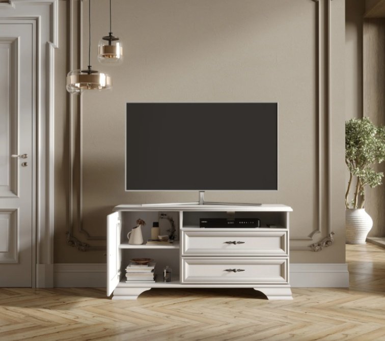 ТВ-тумба напольная Dominika Кентуки RTV1D2S, 124x64x44 см, белый купить,0