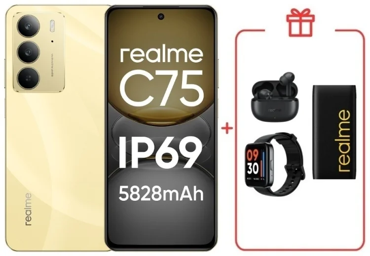 Смартфон Realme C75 4G 8/128GB Gold + подарок купить,NaN