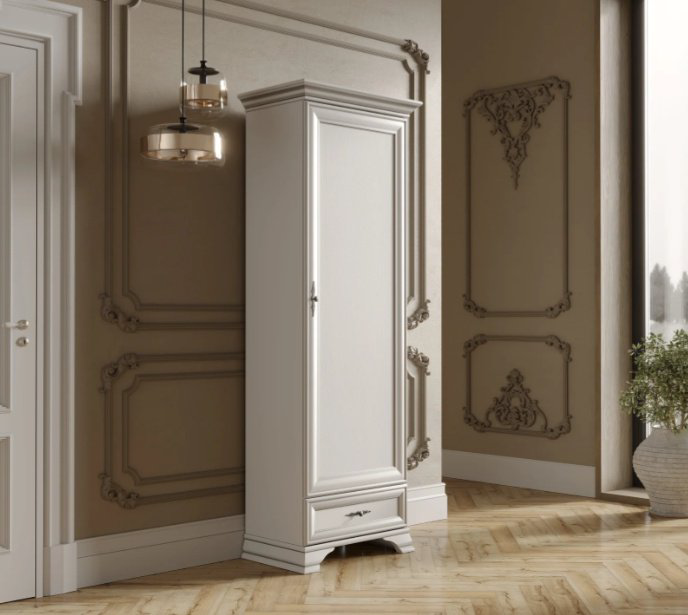 Шкаф-витрина Dominika Кентуки REG1D1S 210х69х44см белый купить,NaN