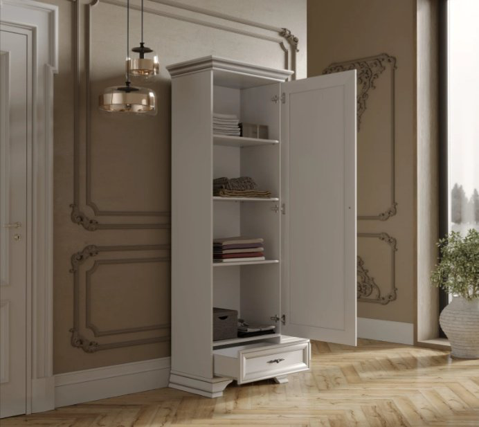 Шкаф-витрина Dominika Кентуки REG1D1S 210х69х44см белый купить,NaN