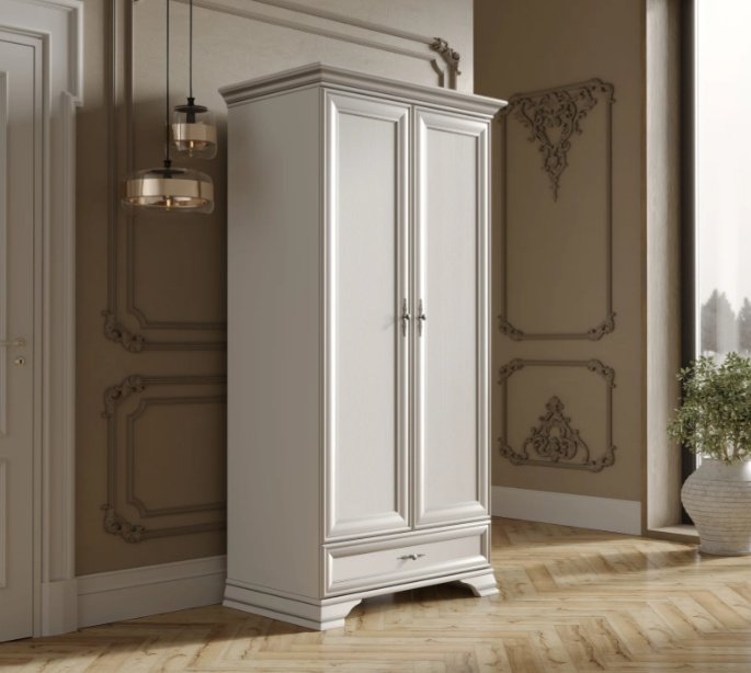 Распашной шкаф Dominika Кентуки SZF2D1S N/гербор, 99.5x210х61 см, белый - ForteMarket Распашной шкаф Dominika Кентуки SZF2D1S N/гербор, 99.5x210х61 см, белый купить,0