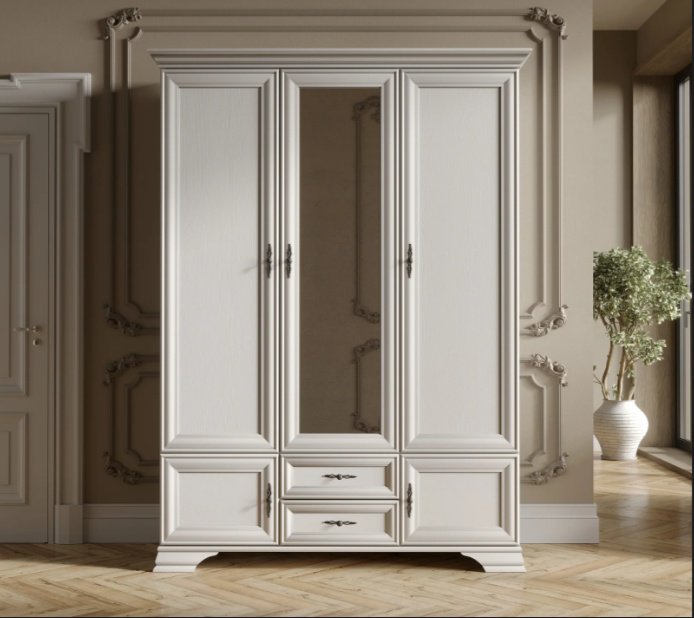 Распашной шкаф Dominika Кентуки SZF5D2S/гербор, 159x225х61 см, белый