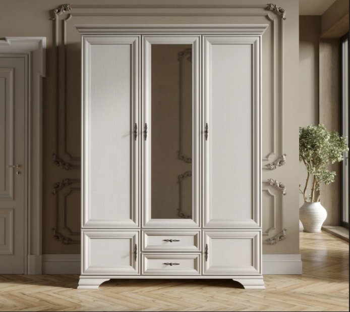 Распашной шкаф Dominika Кентуки SZF5D2S/гербор, 159x225х61 см, белый купить,NaN