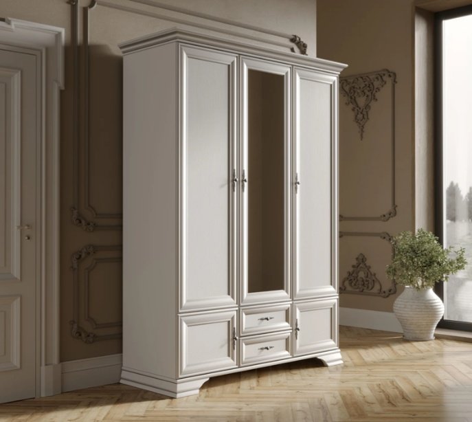 Распашной шкаф Dominika Кентуки SZF5D2S/гербор, 159x225х61 см, белый купить,NaN