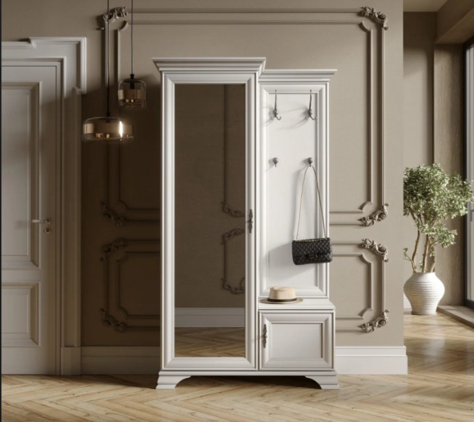 Прихожая Dominika Кентуки PPK110L N/гербор 115x44x210см белый купить,NaN