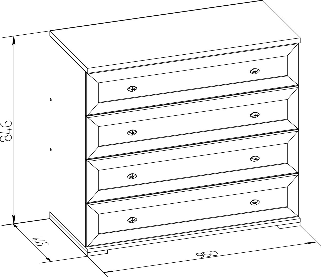 Комод Dominika 65 Комод Ясень Анкор Светлый, 95x44.5x84.6 см, белый купить,NaN