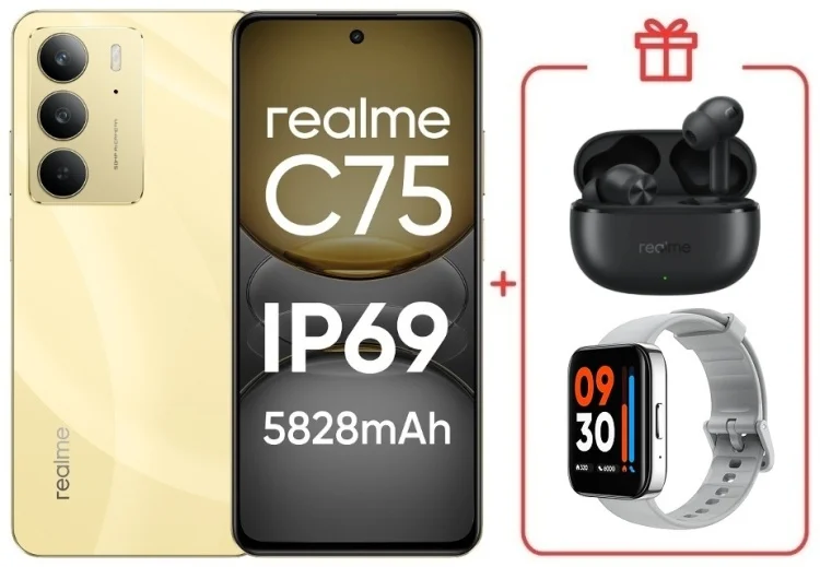 Смартфон Realme C75 4G 8/128GB Gold + подарок купить,NaN