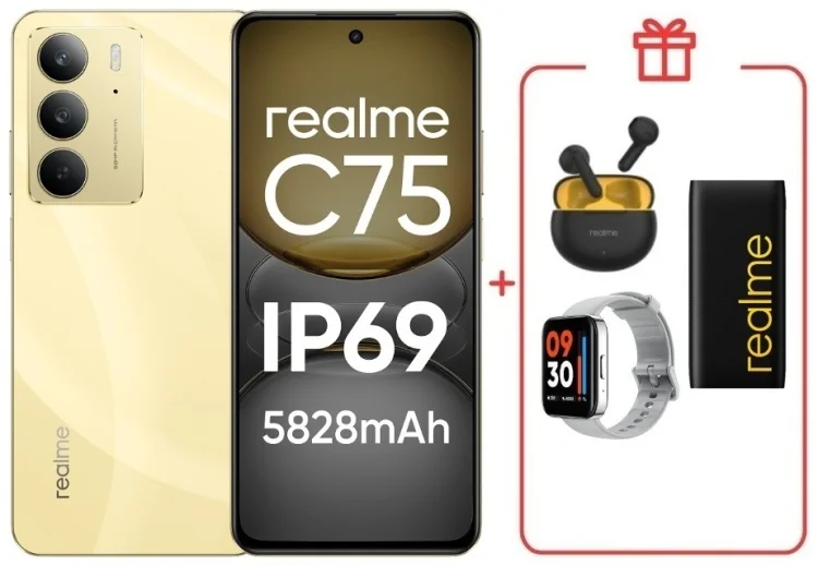 Смартфон Realme C75 4G 8/128GB Gold + подарок купить,NaN