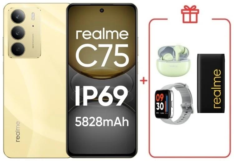 Смартфон Realme C75 4G 8/128GB Gold + подарок купить,NaN