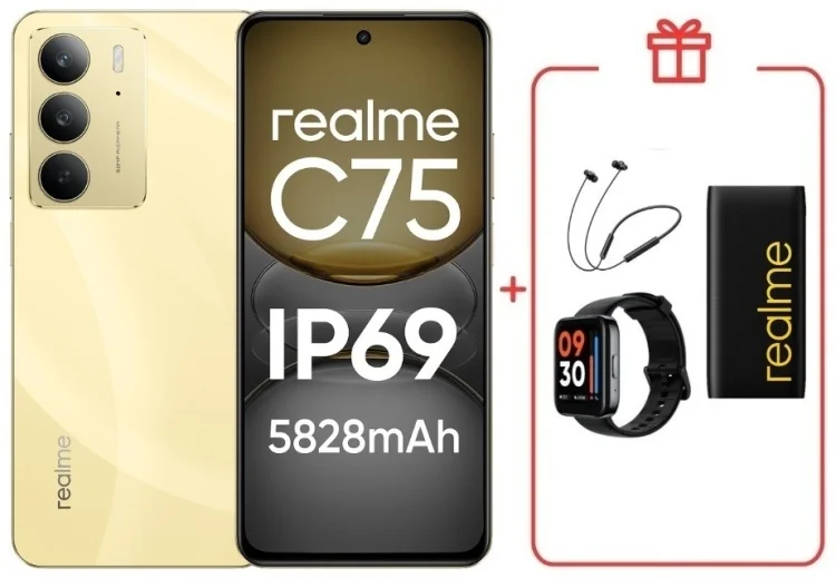 Смартфон Realme C75 4G 8/128GB Gold + подарок купить,NaN