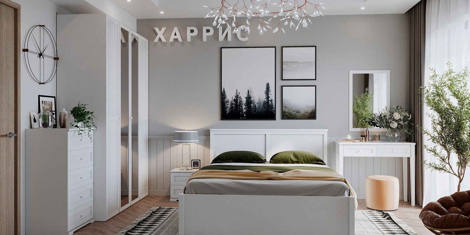 Комод Глазов Харрис, 120x45x85 см, белый купить,0