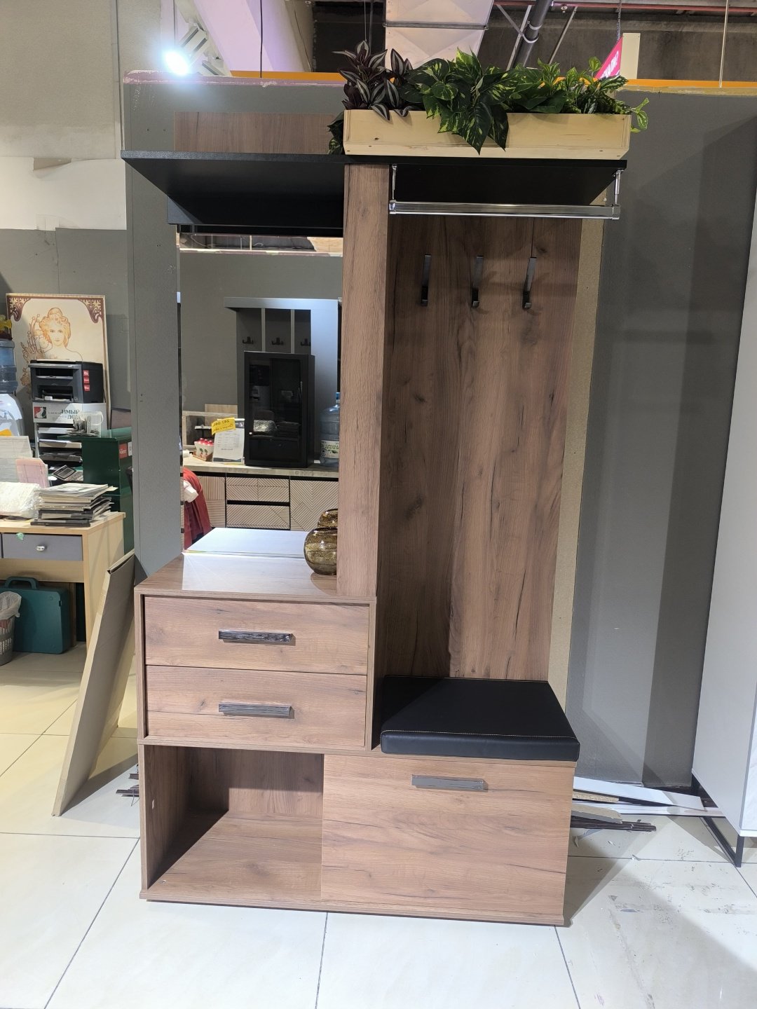 Вешалка напольная Глазов Nature 70, ЛДСП, 112x211 см, темно-коричневый купить,0