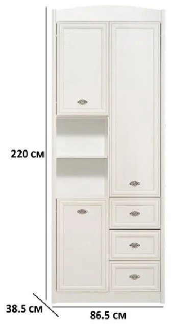 Шкаф-пенал Dominika Салерно 008 REG3D3S/гербор, 87x220х39 см, белый купить,NaN