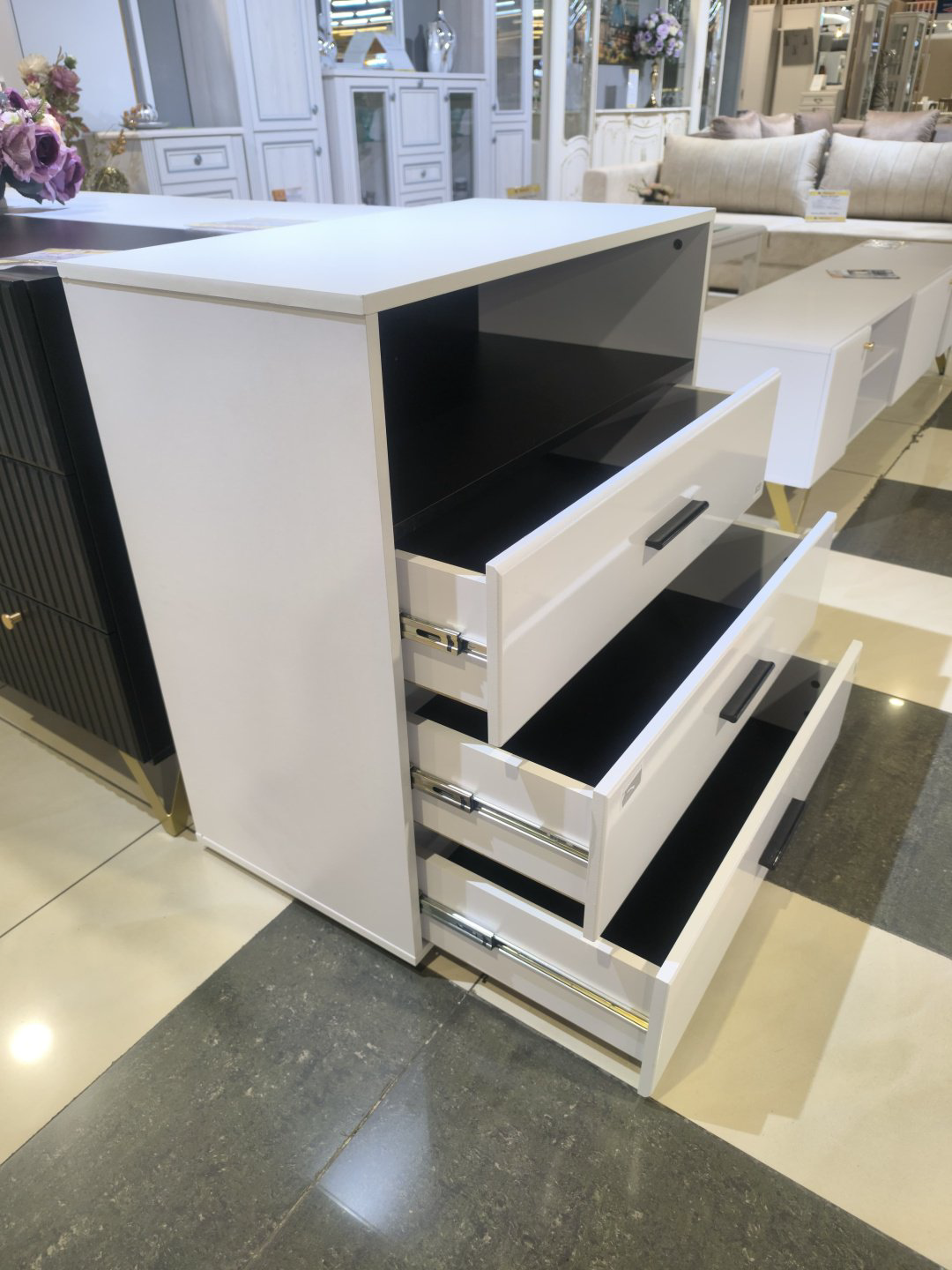 НК Мебель GLOSS комод КМ-3 72374524/Белый/Белый глянец, 80x45x86 см, белый купить,NaN