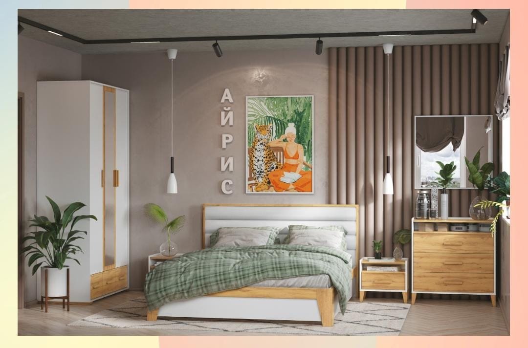Распашной шкаф Bedmarket Айрис 444 3Д, 119.4x228.5х59.6 см, белый, бежевый купить,NaN