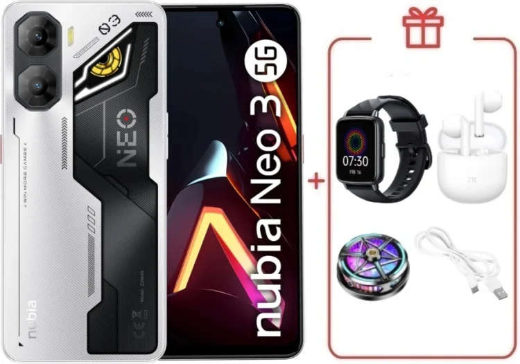 Смартфон ZTE Nubia Neo 3 5G 8/256GB серебристый + подарок  купить,NaN