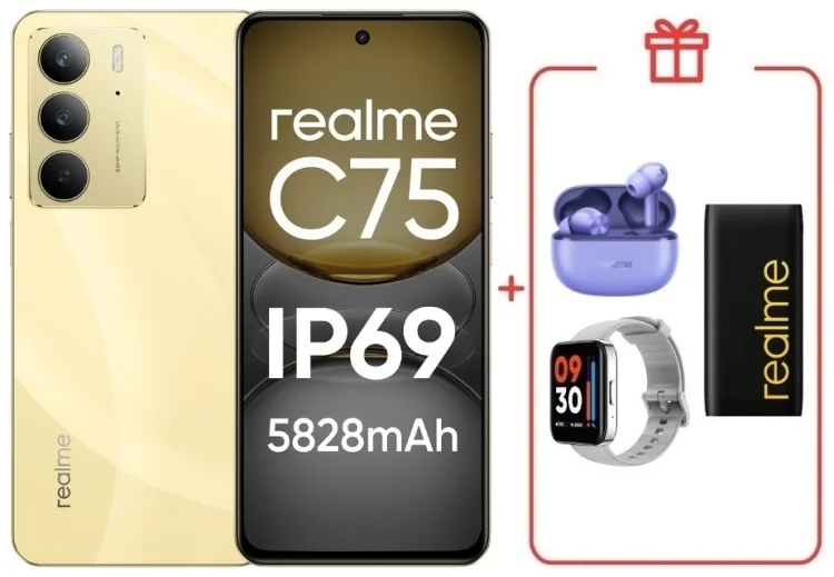 Смартфон Realme C75 4G 8/128GB Gold + подарок купить,NaN