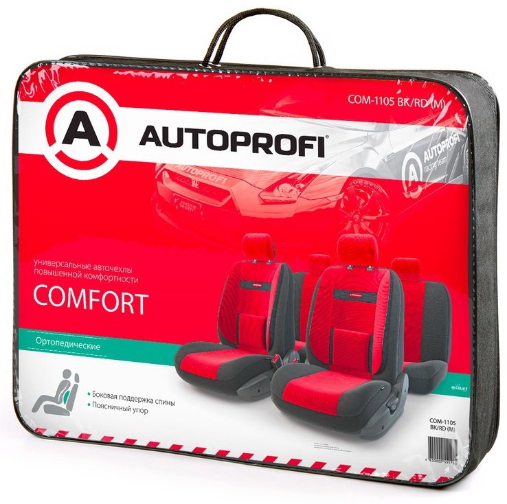 AUTOPROFI чехлы универсальные Comfort COM-1105 BK/RD черный-красный купить,0